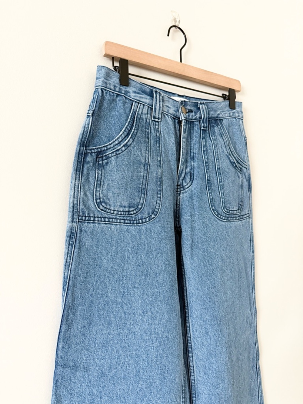 Molly Bracken Blue Low Rise Wide Leg Jeans Medium Wash Size S - Picture 4 of 8